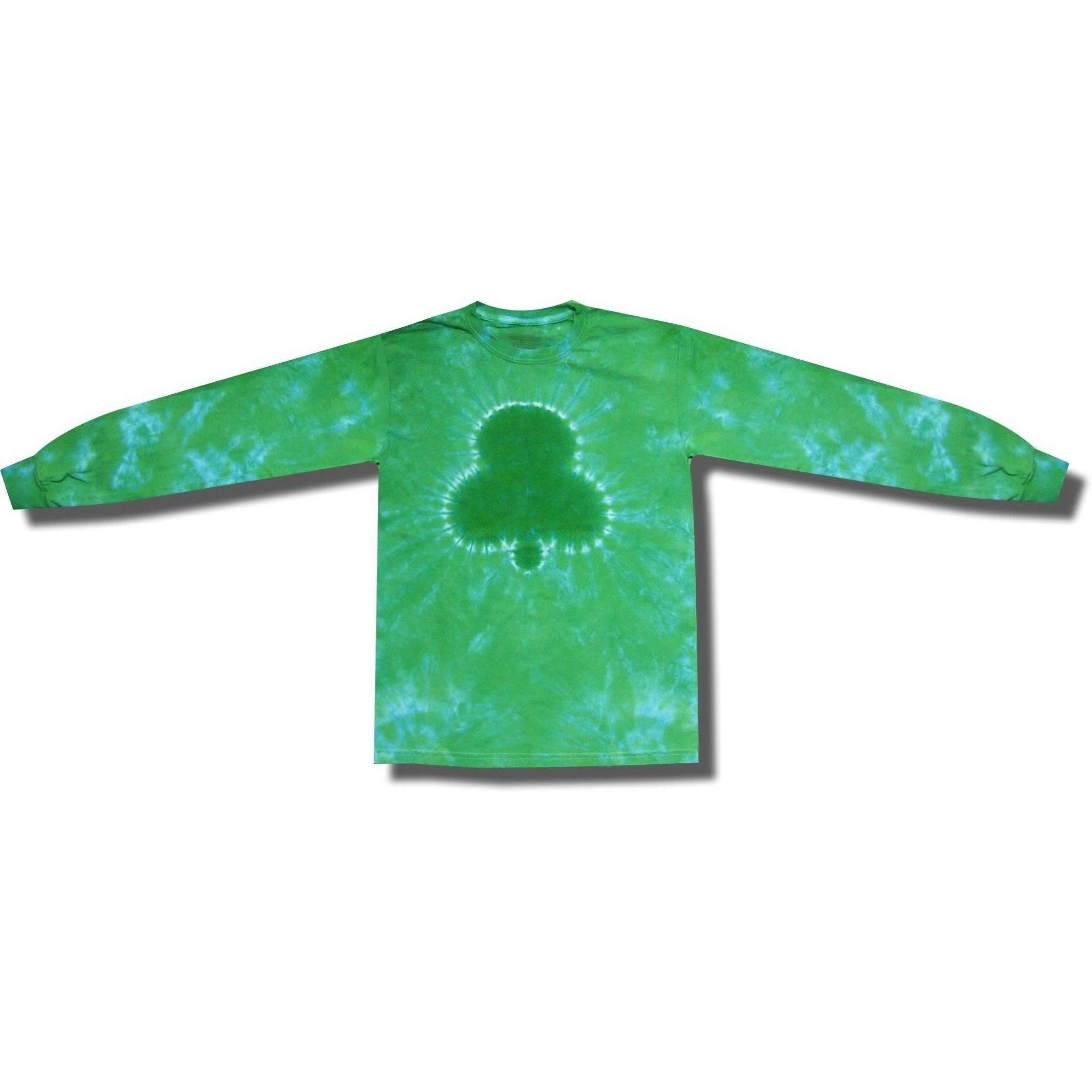 Tie Dye Mania Green Shamrock Tie-Dye Adult Long Sleeve T-Shirt