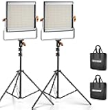 2 Packs Dimmable Bi Color 480 LED Video Light Kit, 3200~5600K CRI 96+ LED Panel with U Bracket, 75 inches Tripod Light Stand for YouTube Recording Studio Photography Streaming Key Lighting
