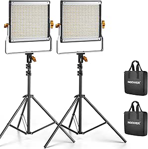 NEEWER 2 Pack Dimmable Bi Color 480 LED Video Light and Stand Lighting Kit Includes: 3200-5600K CRI 96+ LED Panel with U Bracket, 75 inches Light Stand for YouTube Studio Photography, Video Shooting