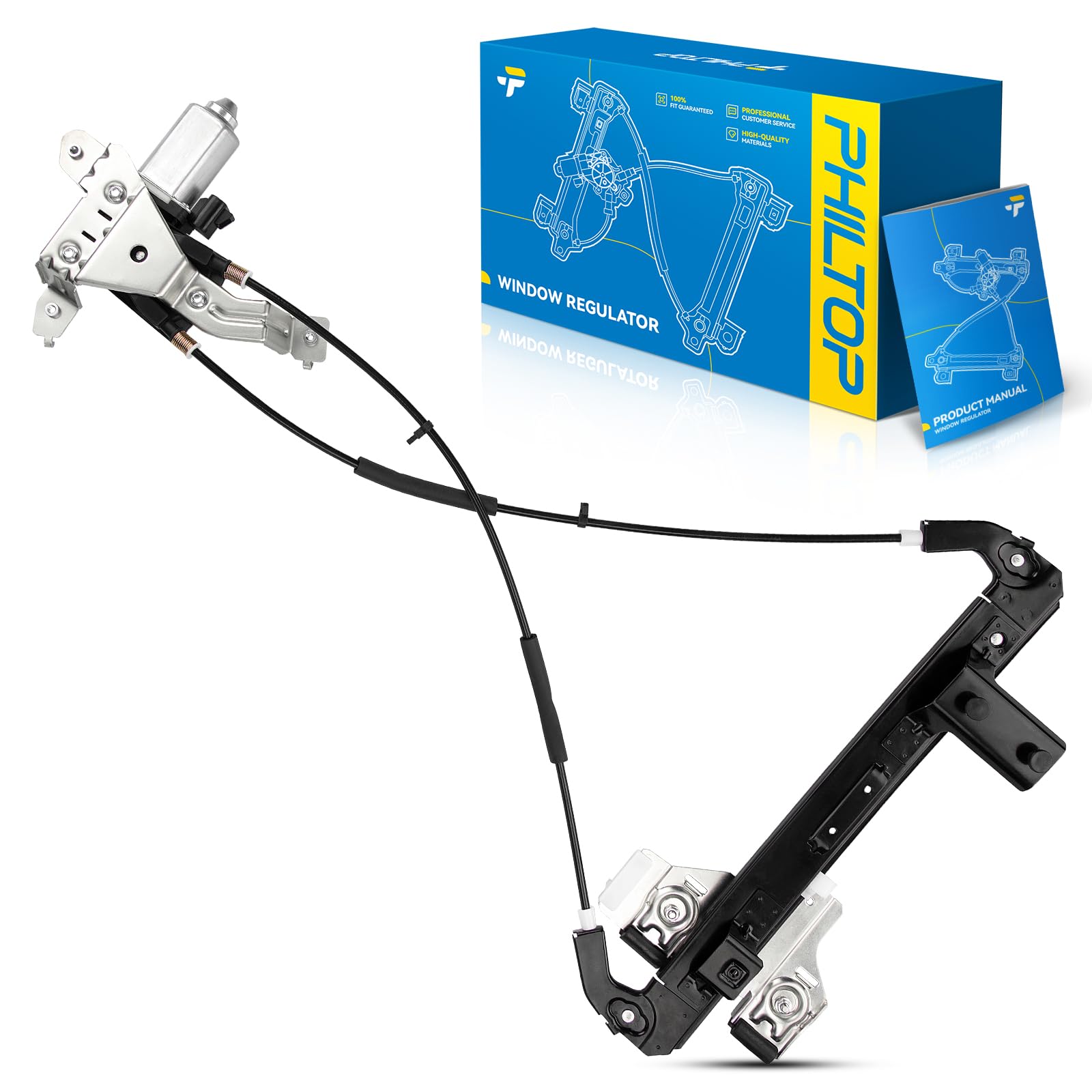 PHILTOP Rear Right Passenger Side 748-229 Power Window Regulator w/Motor