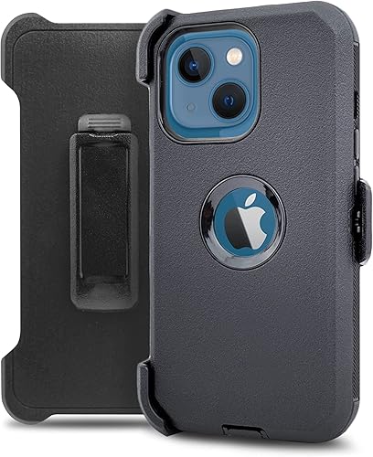 Funda diseñada para iPhone 13 Mini (5.4 pulgadas), protección contra caídas de cuerpo completo, clip para cinturón, funda resistente con protector