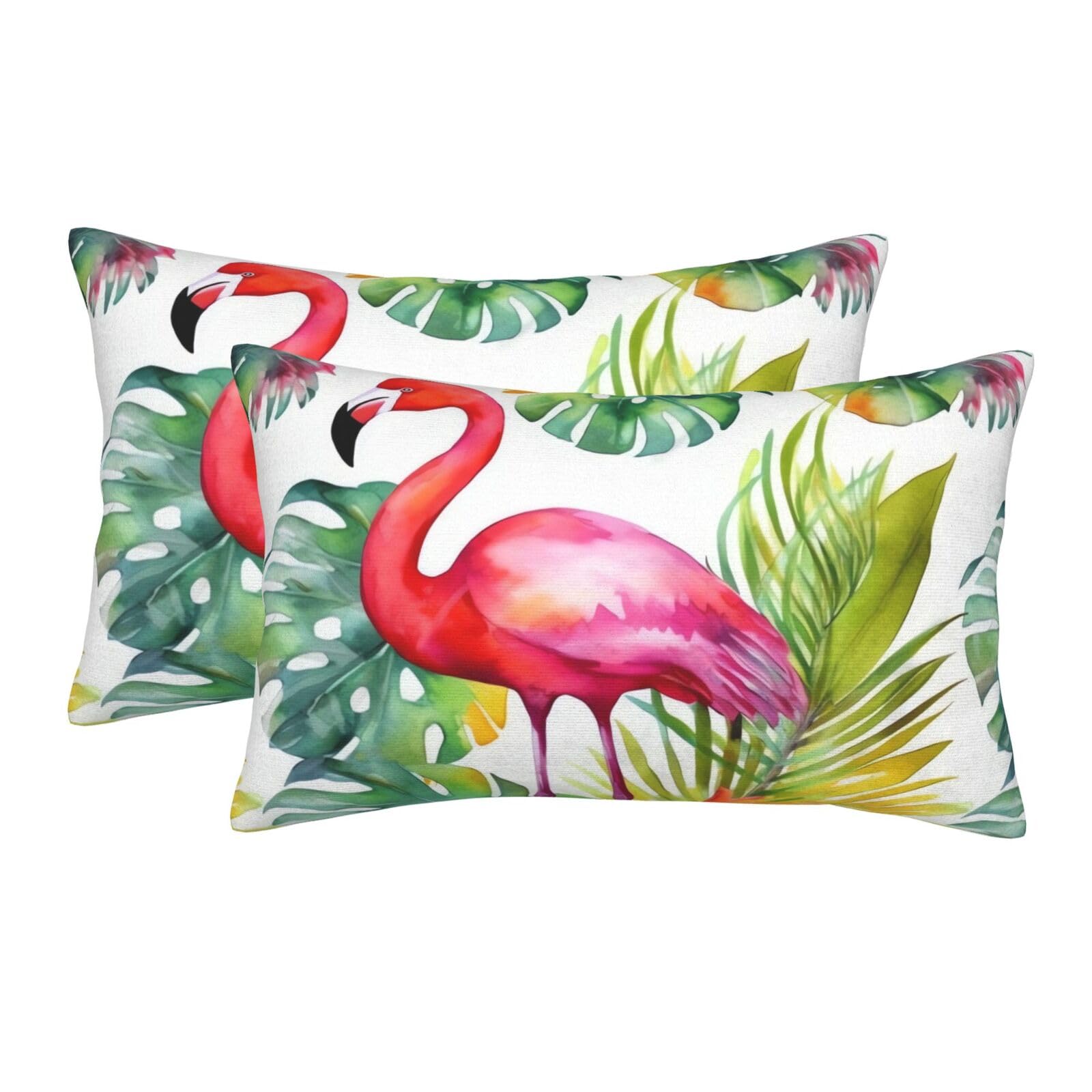 2 Pack Pillow Cases with Hidden Zipper, Soft Breathable Pillow Covers for Hair and Skin, Tropical Watercolor Pineapple Flamingo Pillowcases 20"x30" Bed Pillow Protectors Cover for Sleeping Gifts