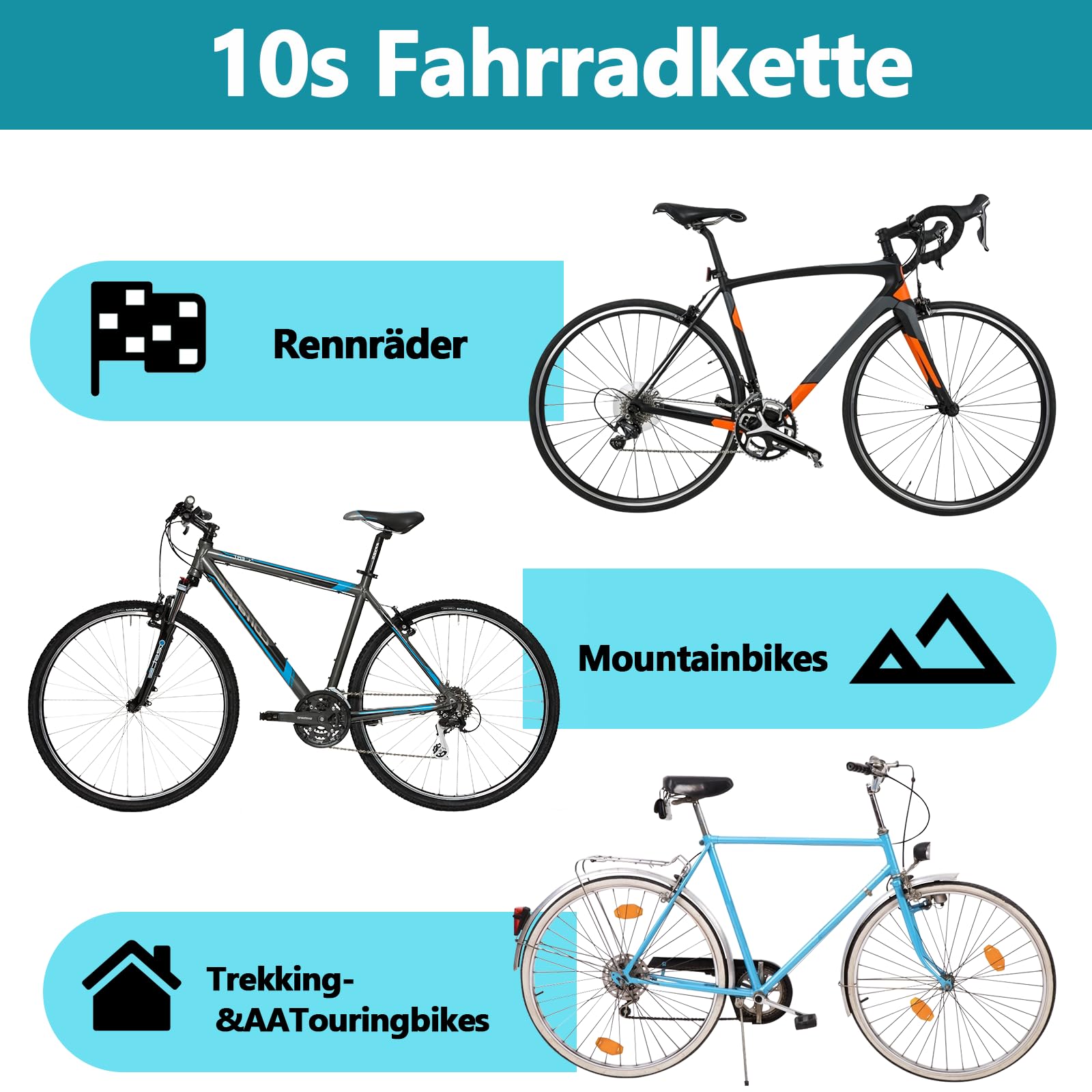 10-fach Fahrradkette – 116 Glieder | Inkl. Kettenschloss (SLIBER10S)
