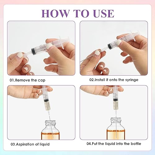 Miniatura 6 de Paquete de 4 decantadores de jeringa de perfume de plástico de 0.2 fl oz con punta de aguja de acero inoxidable roma, adecuado para perfume, tinta,