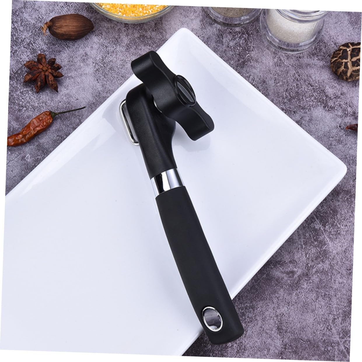 Stainless Steel Can Opener with Safe Handle Professional Bottle Opener for Effortless Cutting for Kitchen Camping and Outdoor Use Black
