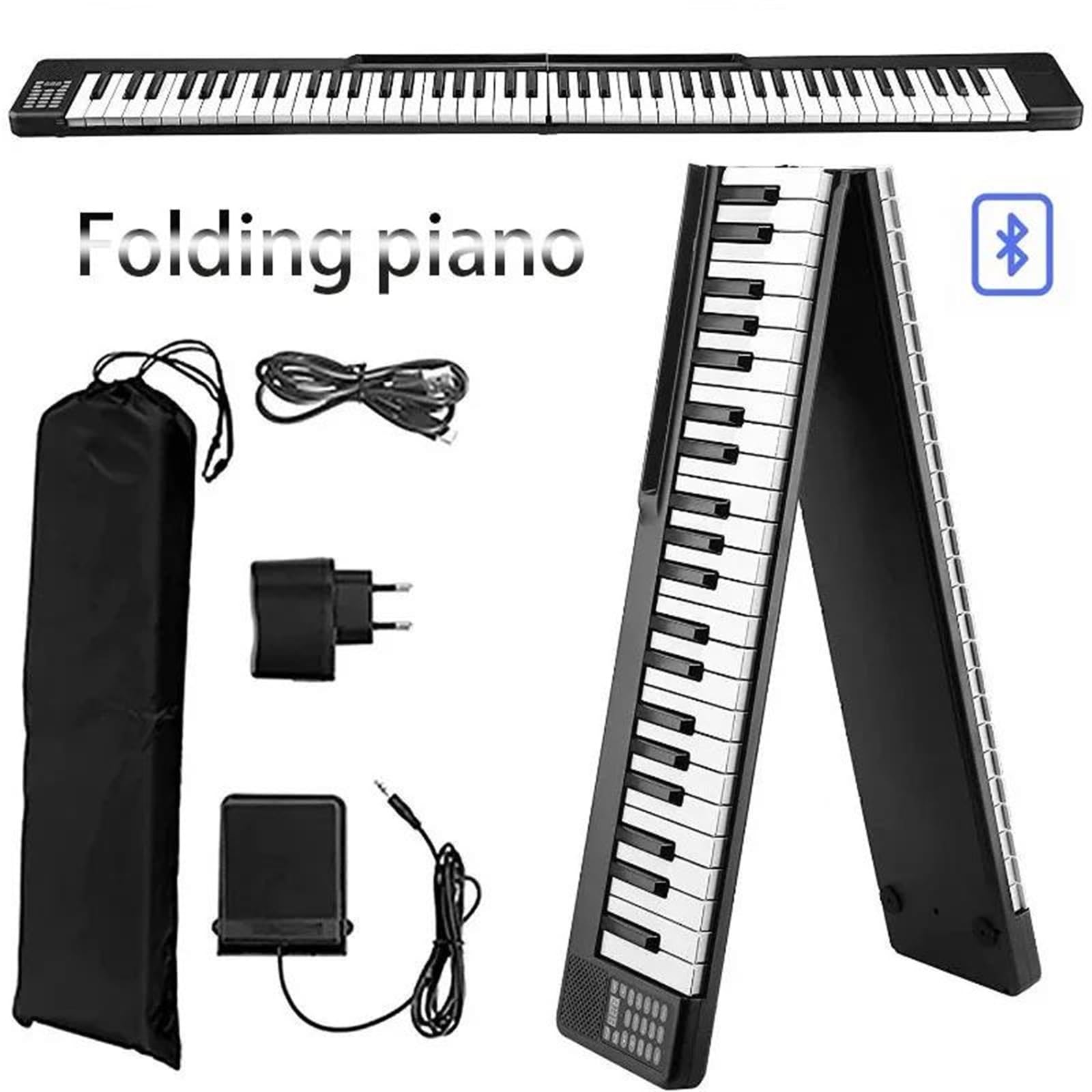 Pianino Elektroniczne 88 Klawiszy Profesjonalne Składane Przenośne Dla Początkujących Do Ćwiczeń(Black)