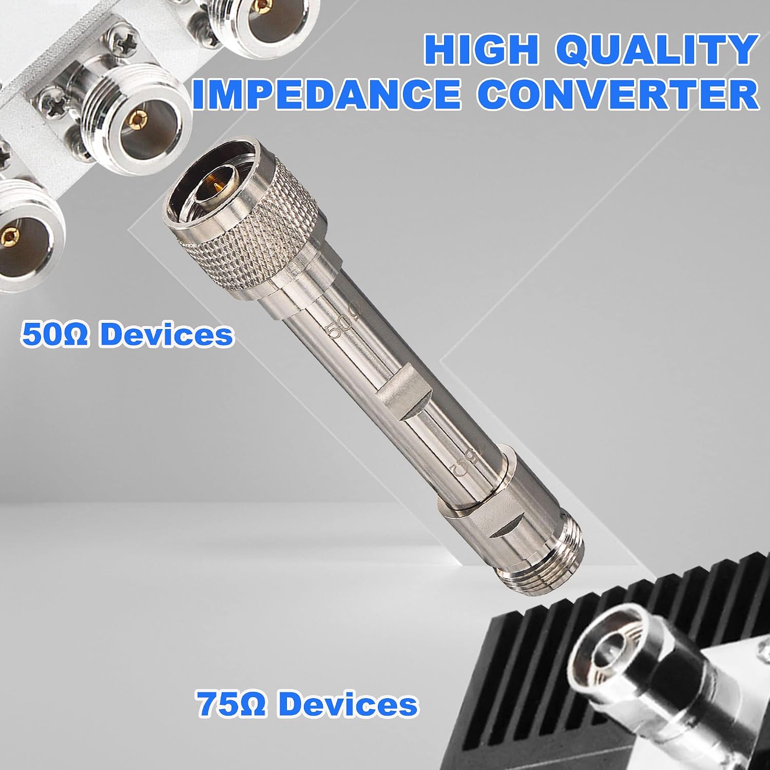 N Type Connector N Male 50ohm to N Female 75ohm Converter N male to N female RF coaxial impedance converter 50 to 75 ohm Network Analyzer Adapter for Ham Radio Antenna Cable Cell Phone Signal Booster
