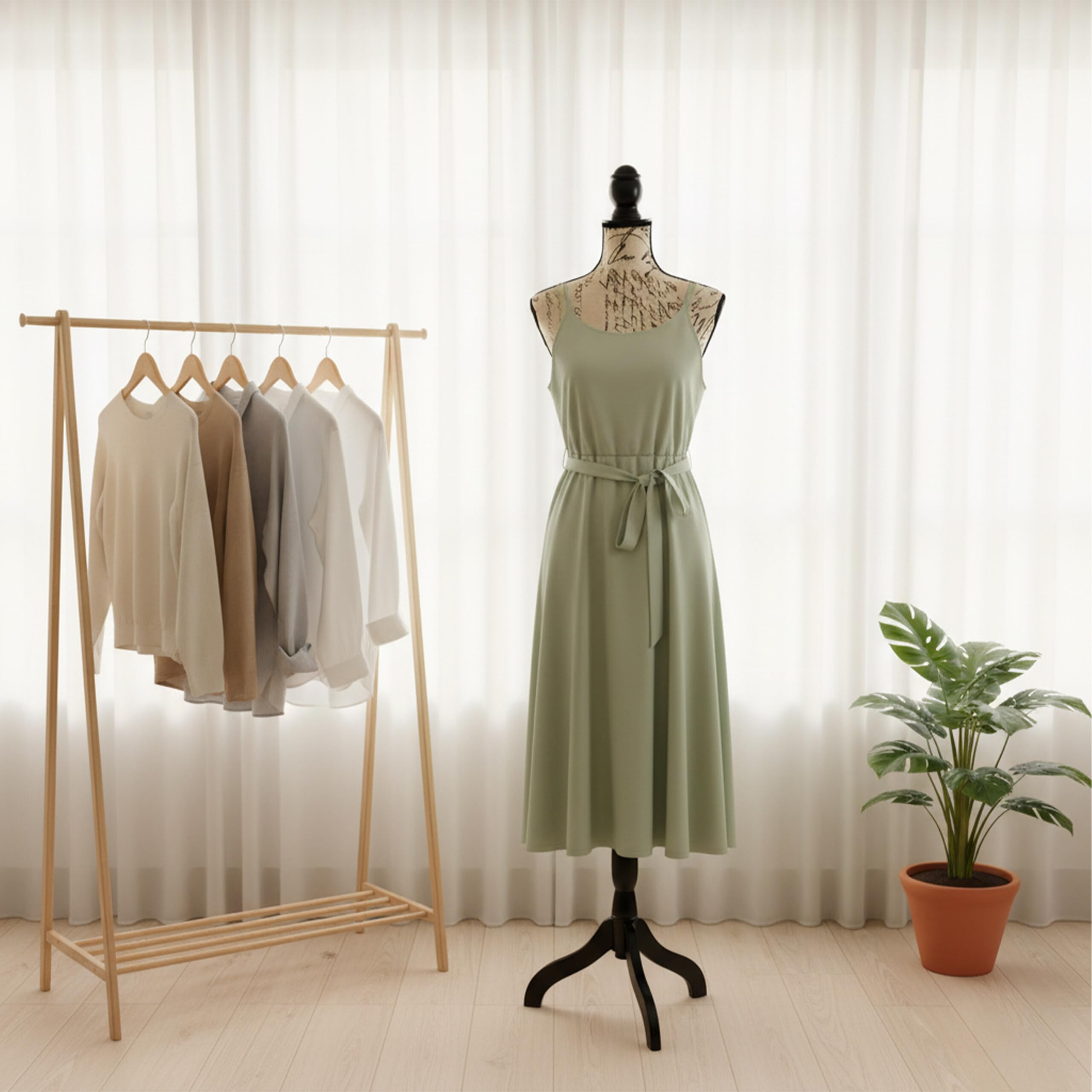 Manichino da sarta Relaxdays, Donna, Taglia 36/38, Altezza Regolabile 130–167 cm, Base in Legno, Beige/Nero