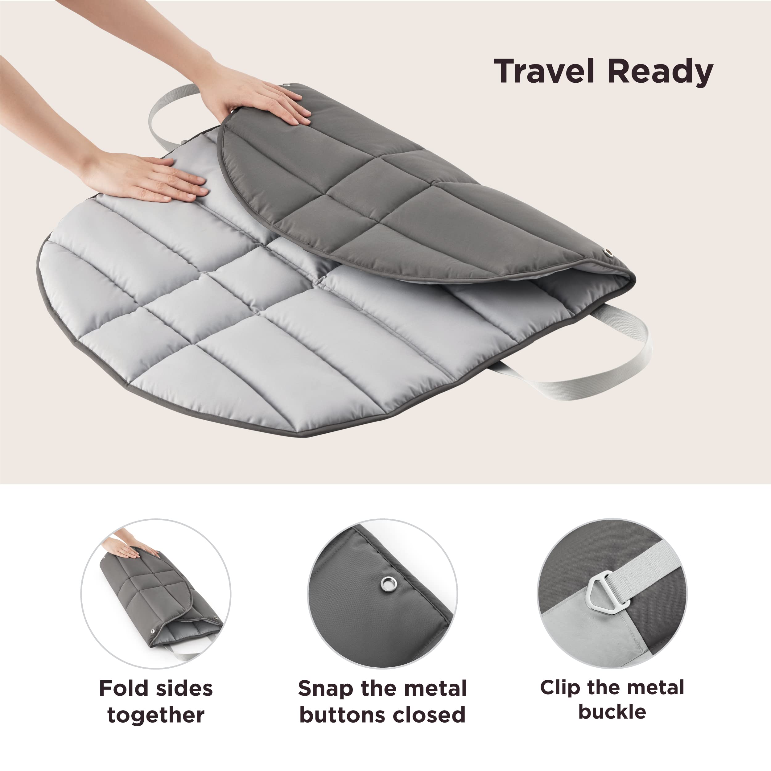 Lesure Travel Camping Dog Bed - Outdoor Dog Bed Portable Dog Mat for Extra Large Dogs Waterproof Washable Dog Pad, Charcoal