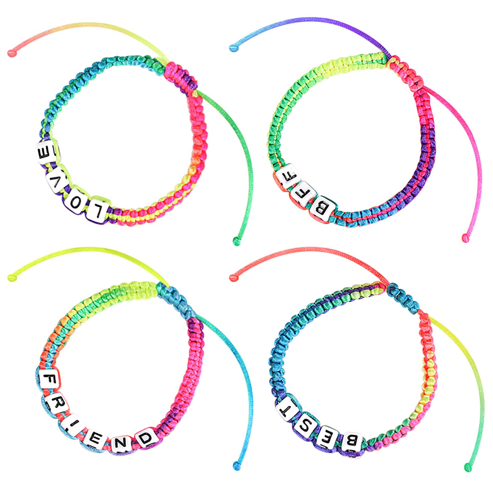 WNV4pcs Friendship Bracelet, Best Friends Bracelets Friendship Gifts for Girls, Colorful BFF Bracelets Long Distance Gifts for Women, Best Friends Bracelets for 2 Girls Kids