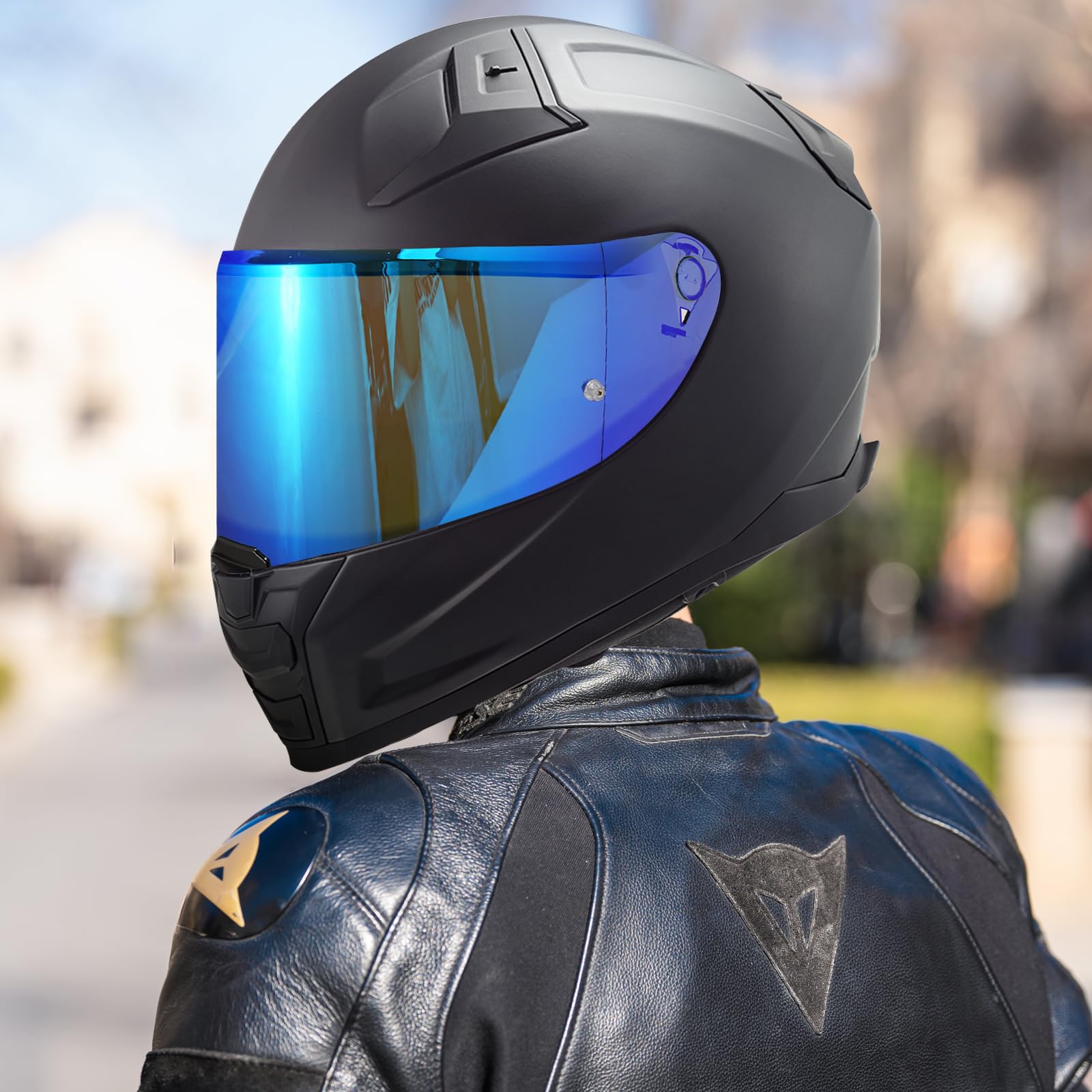 Helmvisier für FF811/VECTOR II/Citation II,Motorradhelm Visier,Motorrad Vollgesichtshelm Windschutzscheibe Schutzhülle Ersatz (Chromblau)