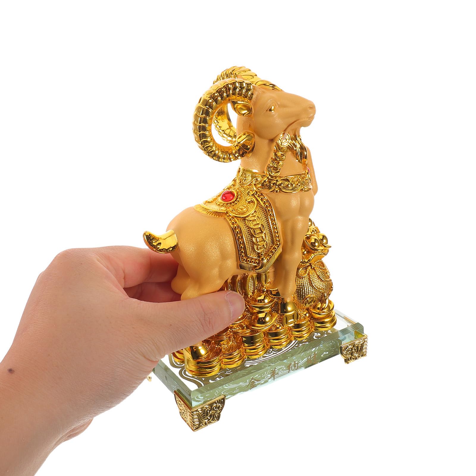 EXCEART Statuetta Zodiaco Capra 2027 Oro, Decorazione Cinese Fortuna