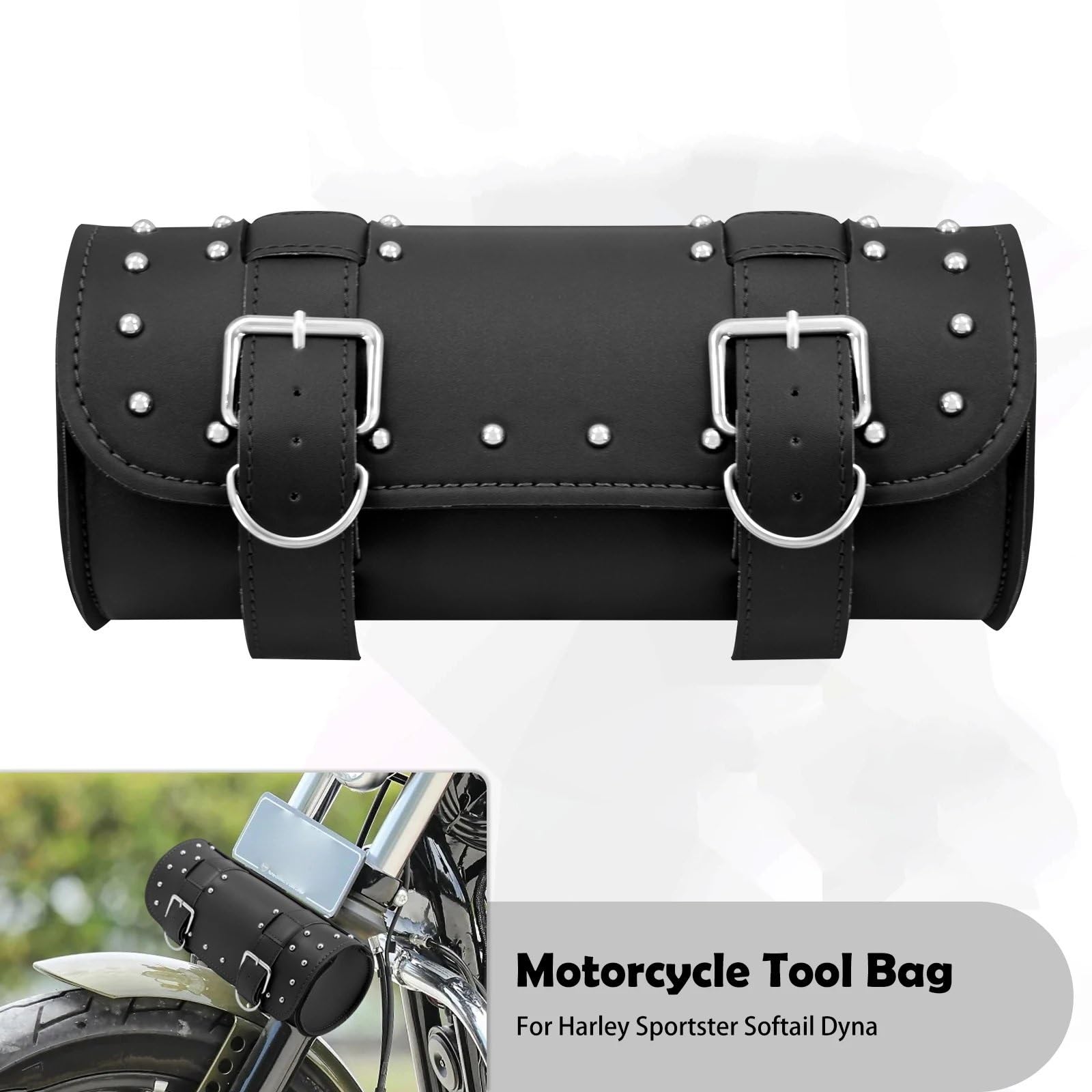 Moto Borsa Tracolla Compatibile con Touring per Sportster per Dyna per Softail Borse Laterali Universali per Moto, Borse Portaoggetti Laterali, Borsa Porta Attrezzi Anteriore