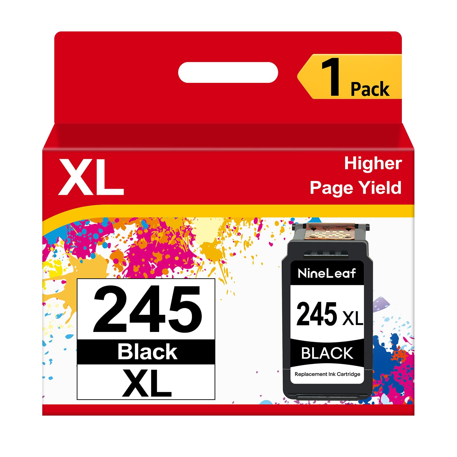 NineLeaf 1PK Remanufactured Black Ink Cartridge Compatible for Canon PG-245XL 245XL PG-245 PIXMA MG2520 PIXMA MG2520 IP2820 MX492 MG MX Printers