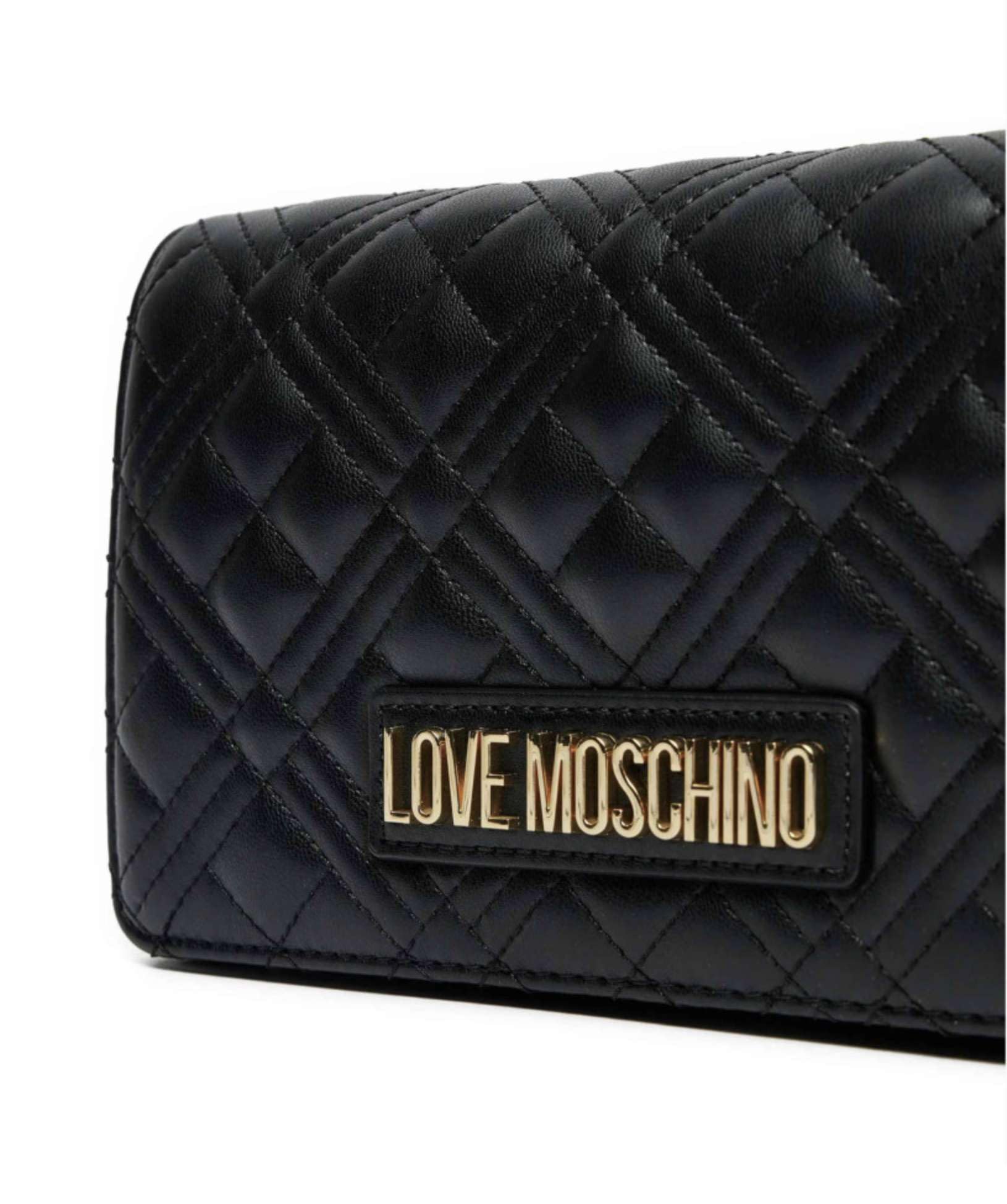 Love Moschino BORSA QUILTED PU NERO+GALV.ORO