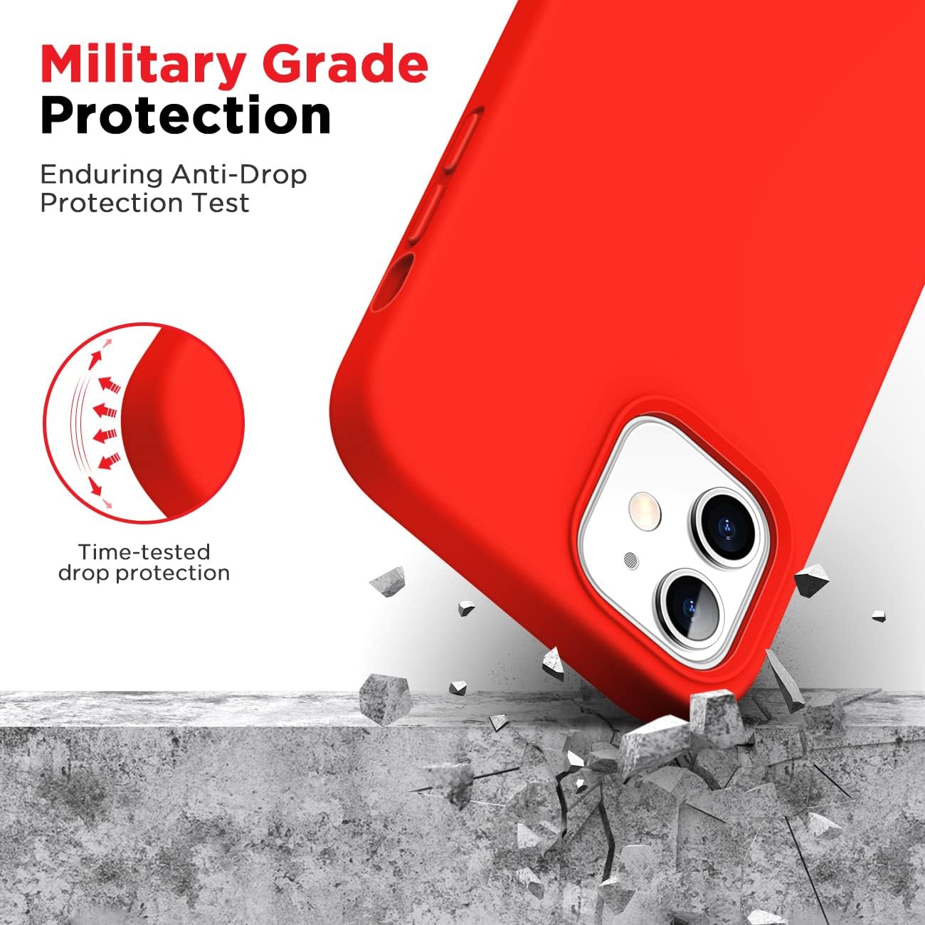 CANSHN Compatible with iPhone 12 Case and iPhone 12 Pro Case 6.1'' 2020, Liquid Silicone Soft Gel Rubber Full Body Protection Shockproof Phone Case Cover - Red