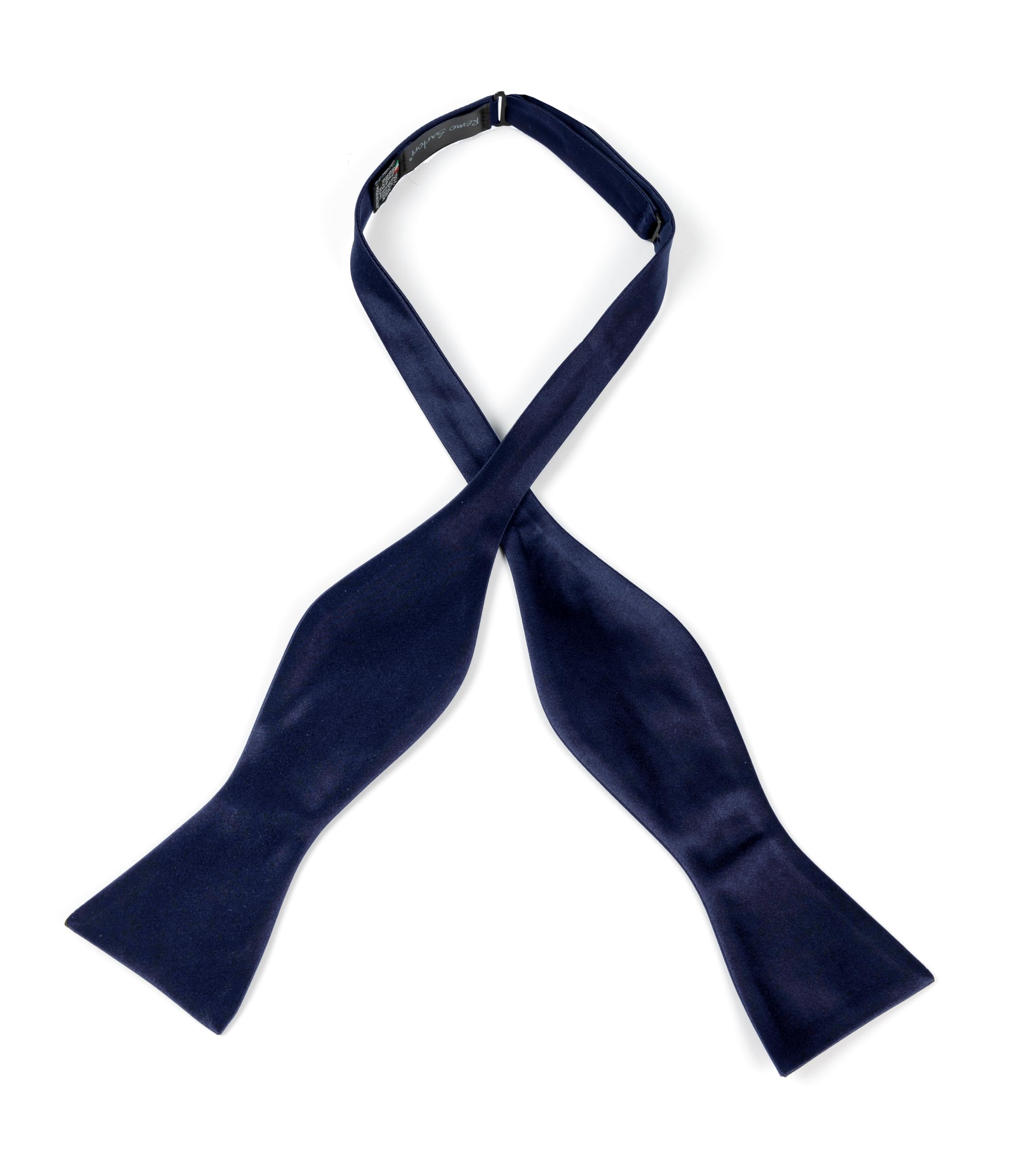 Remo Sartori - Set Fusciacca Fascia da Smoking e Papillon da Annodare in Seta Blu,3 Pieghe, Chiusura Regolabile, Made in Italy,Uomo