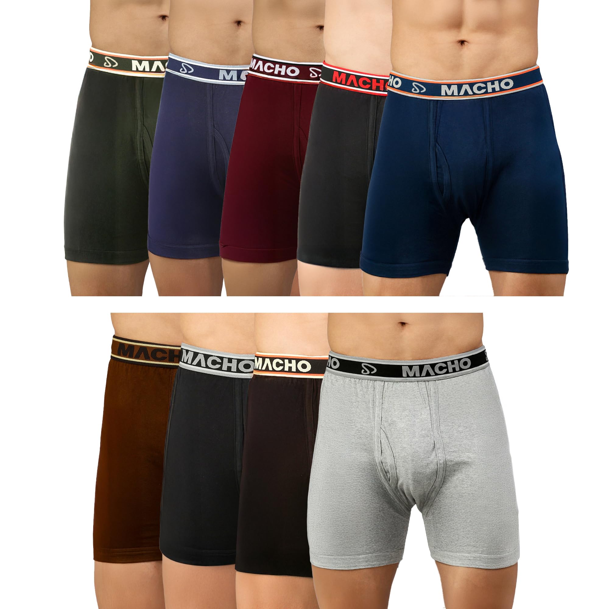 sporto Macho Spoto Men's Solid Pure Cotton Trunk Pack of 9(Assorted Colour May Vary)-picture-17