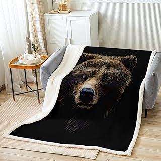 Bear Throw Blanket 3D Abstract Animal Double Sides Print Fleece Blanket for Couch Chairs Bed Western Jungle Wildlife Decor Fuzzy Bed Blanket for Kids Teens Adults Throw 50x60