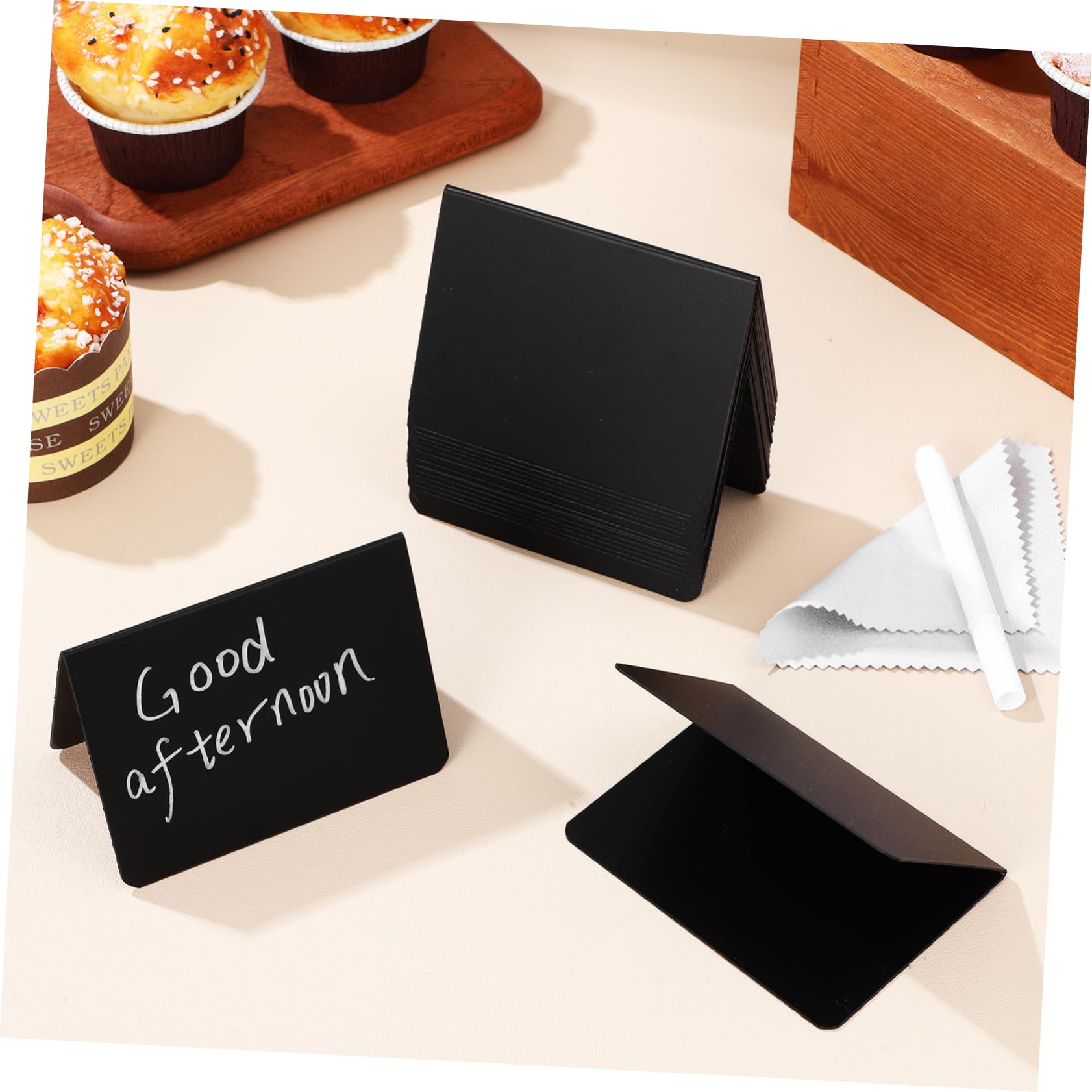 Operitacx 60stücke Mini Kreidetafeln Mit Doppelseitige Schwarze Form Stifte Und Reinigungstücher Für Buffets Hochzeiten Und Preisbeschriftungen