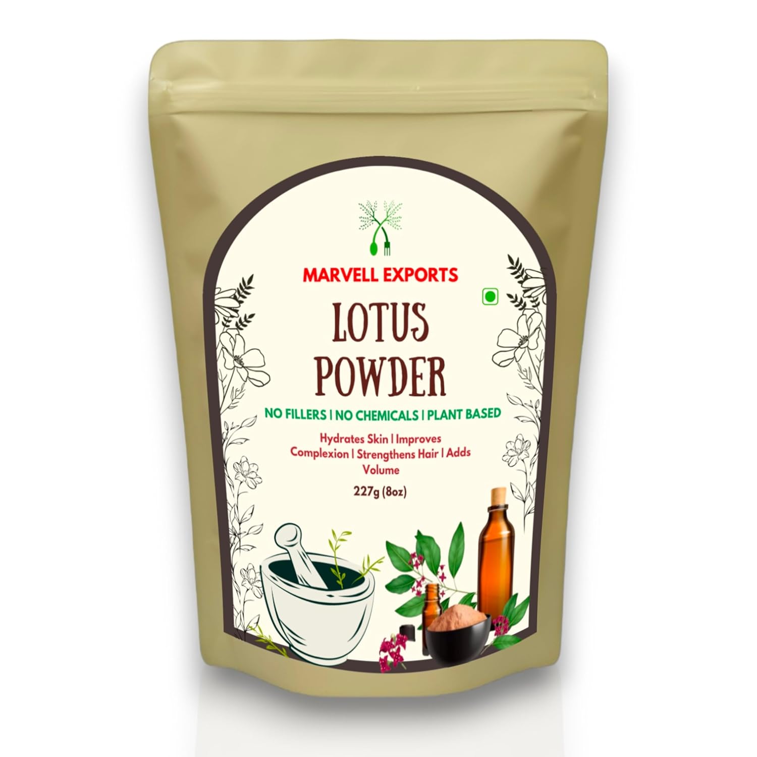 Pure and Natural Lotus Flower Powder for Hair and Skin Care - 227gram 8 Oz