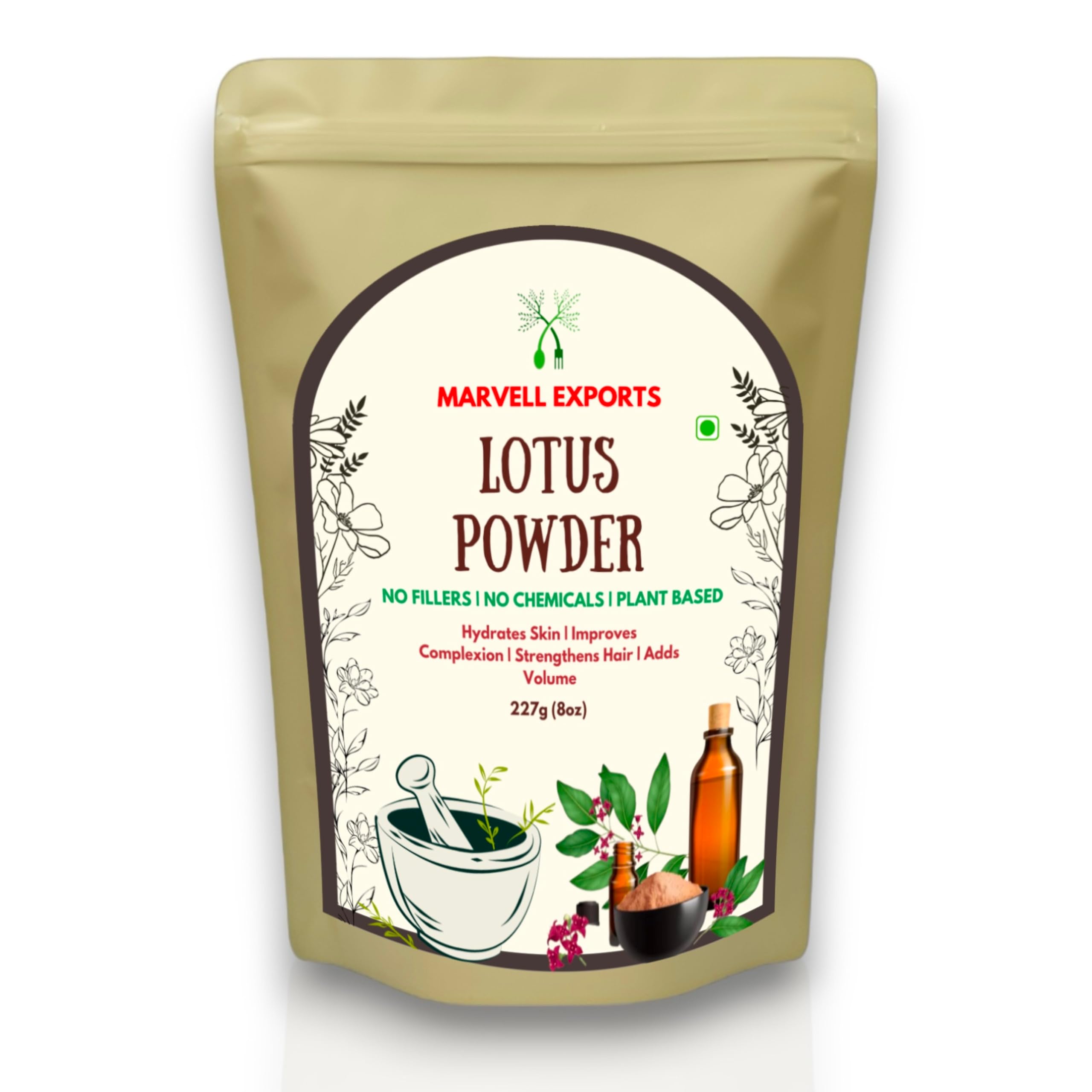 Pure and Natural Lotus Flower Powder for Hair and Skin Care - 227gram 8 Oz