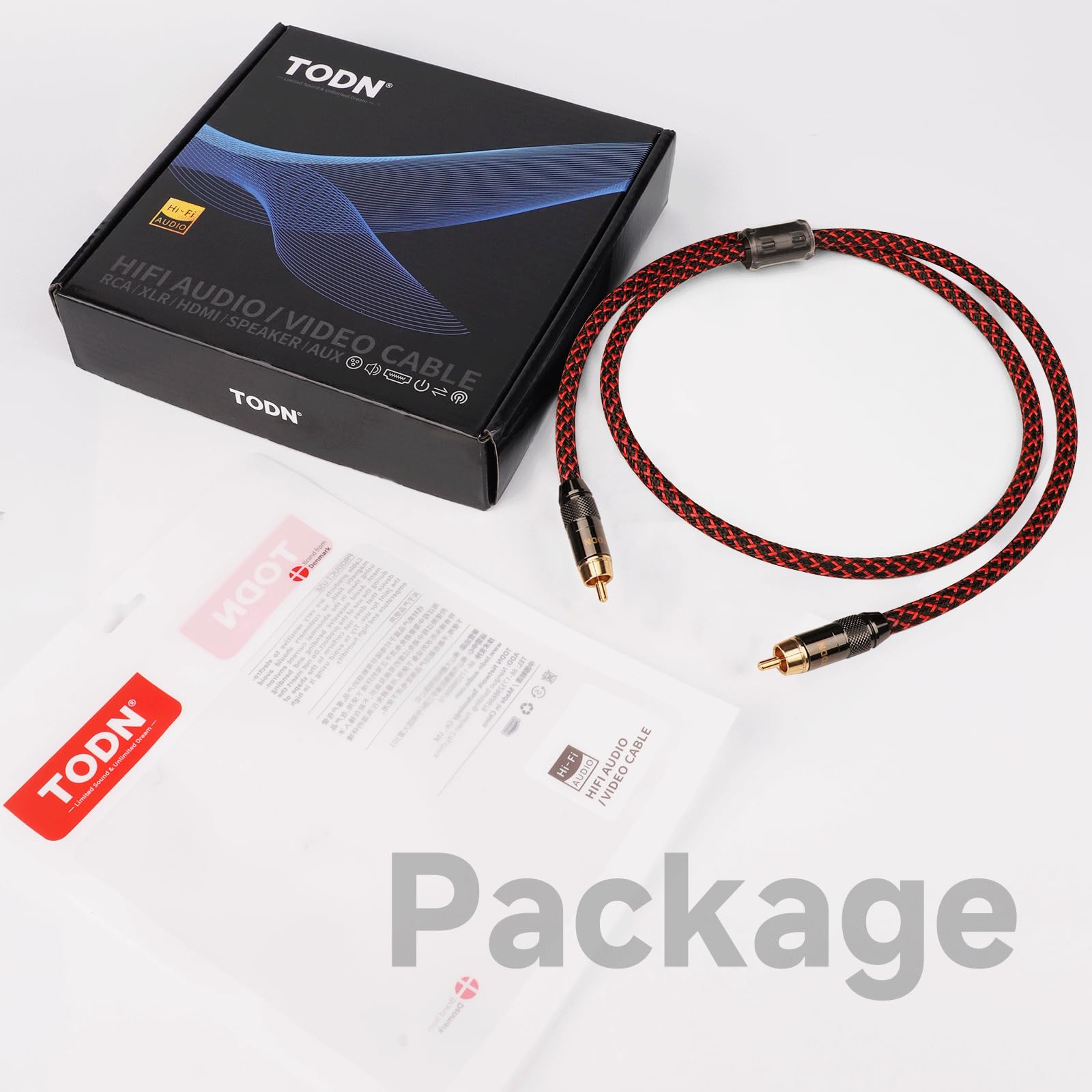 TODN Cyfrowy koncentryczny kabel audio HiFi do audiofilów 75 omów SPDIF Coax z rdzeniem OFC, podwójnie ekranowany, wtyczka pozłacana 24-karatowym złotem (1 m)
