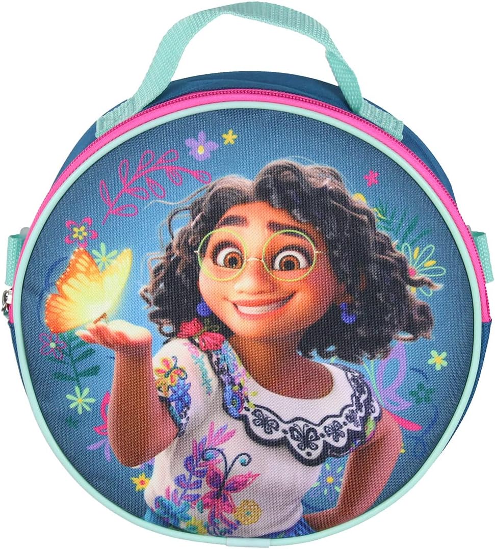 Bioworld Disney Encanto 5 Pc Backpack Set Lunch Box Pencil Case Keychain and Carabiner