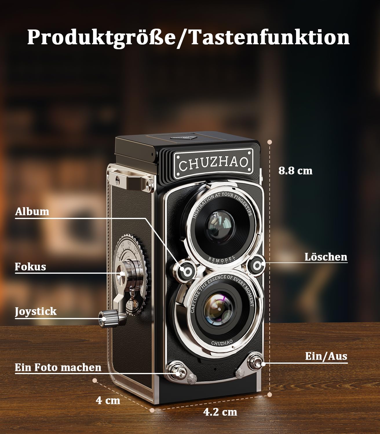 CHUZHAO Mini fotografica retrò vintage 12 MP 1080P FHD fotocamera digitale TLR autofocus fotografiche con scheda di memoria da 16 GB macchina fotografica portatile compatta per bambini, adolescenti
