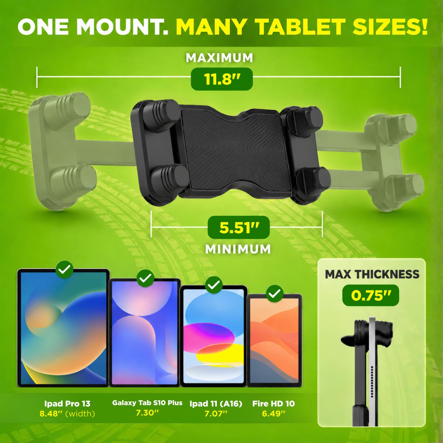 Truckules Uchwyt na tablet do ciężarówki - wytrzymały, uchwyt na tablet i iPada ciężarówka deska rozdzielcza przednia szyba 42.4 cm długie ramię, super przyssawka i stabilna, kompatybilna z tabletem i