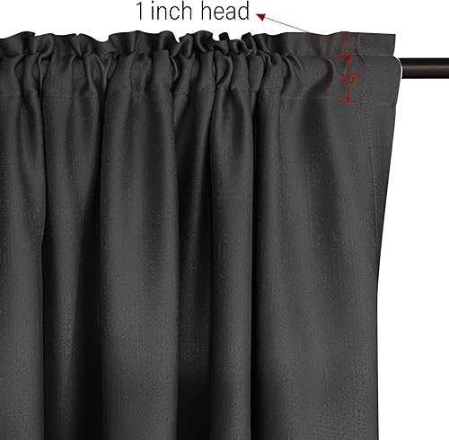 Miniatura 2 de Tisjoran Cortinas opacas ignífugas resistentes al fuego, con aislamiento térmico y bolsillo para barra, paneles para dormitorio, 84 pulgadas de