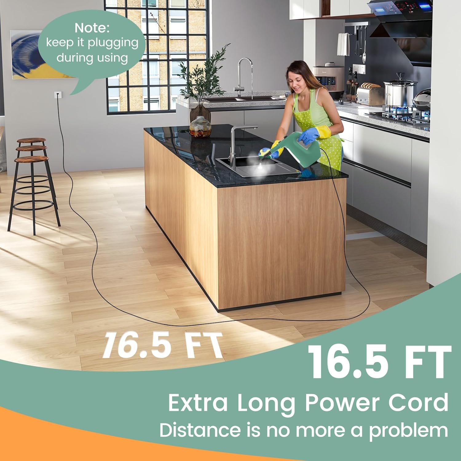 Goplus Multipurpose Handheld Steam Cleaner, Pressurized Steam Cleaner w/ 17 Pieces Accessory Set, 350ml Portable All Natural Chemical-Free Steamer for Home Sofa Upholstery Floor Window Kitchen (Green)