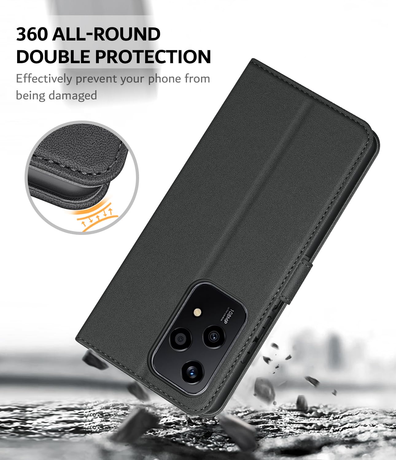 ICatchy Custodia A Portafoglio Per Honor 200 Lite | Pelle PU Con Blocco RFID, Slot Carte E Supporto | Chiusura Magnetica | Colore Blu