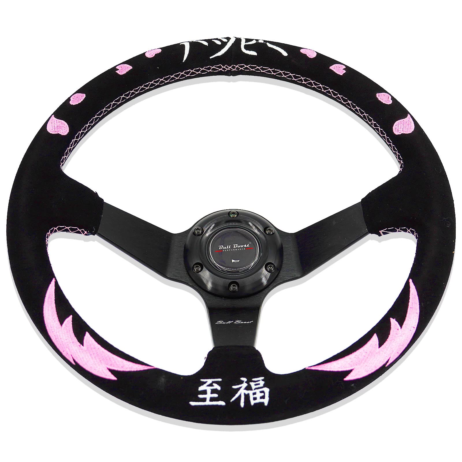 Performance Heart Bliss kierownica 350 mm głębokie naczynie 6 śrub do kierownicy JDM Sport Racing Alcantara róg przycisk w zestawie