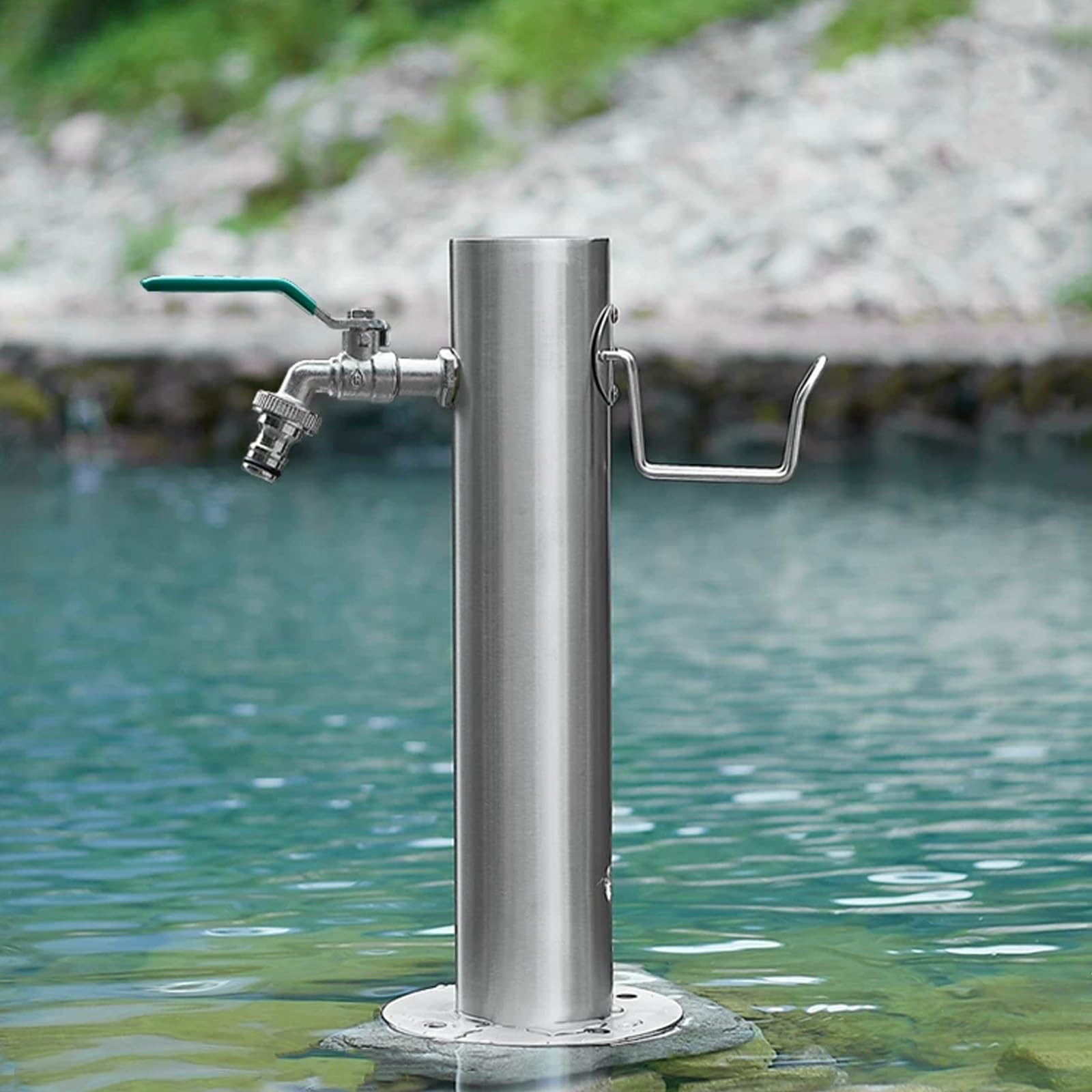 Columna de Agua Vertical de Acero Inoxidable para jardín, Soporte Independiente para Manguera con Grifo anticongelante para riego y Lavado, hidrante dispensador de Agua Duradero