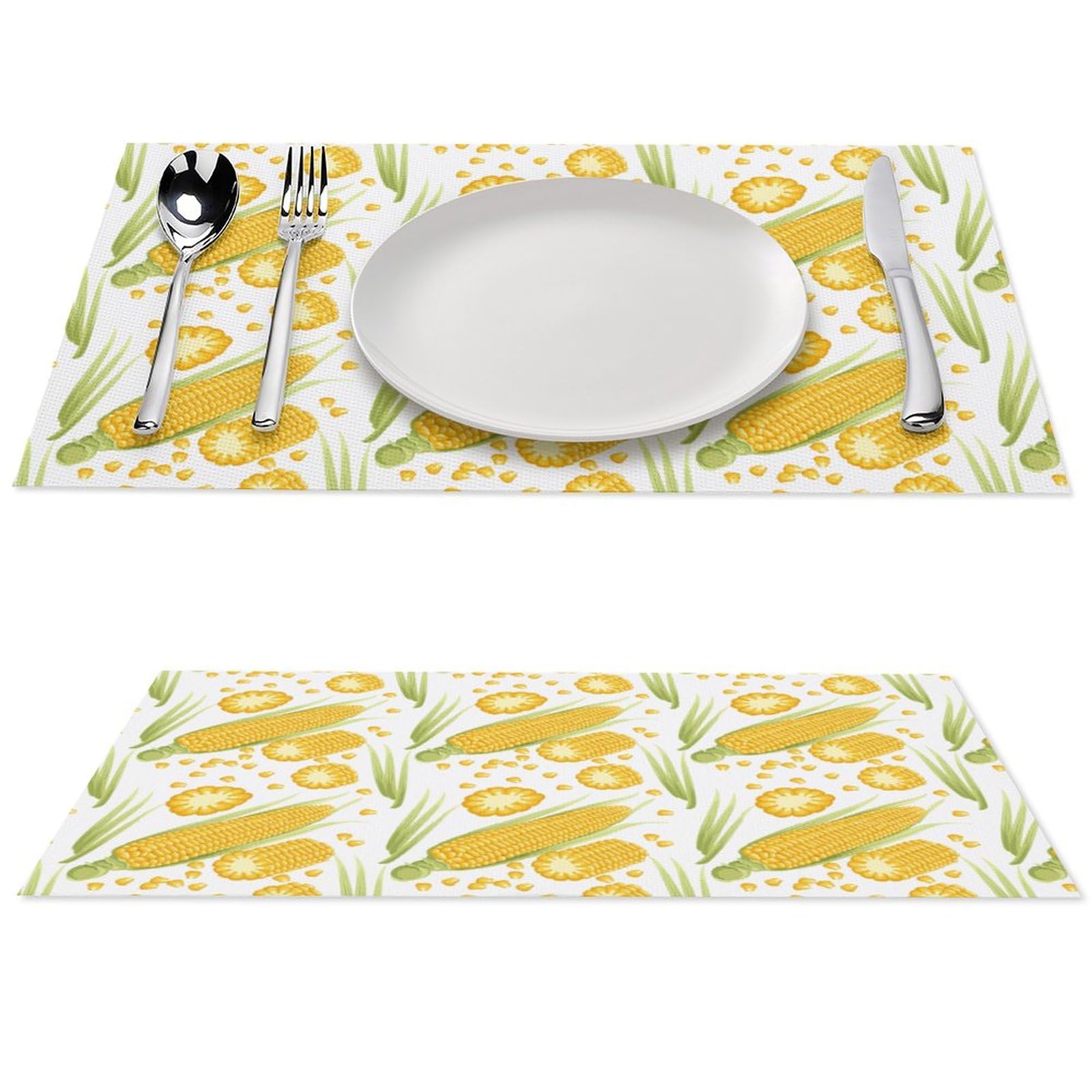 Fresh Ripe Corn Cobs Pattern Placemats Set of 4 PCS Washable Table Runner 18" X 12" Place Mats for Kitchen Party Dining Decoration
