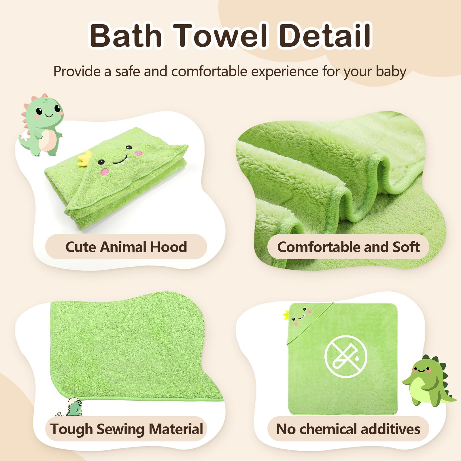 OFUSUY Toallas con capucha, toallas de baño para niños, juego de paños con bonito diseño