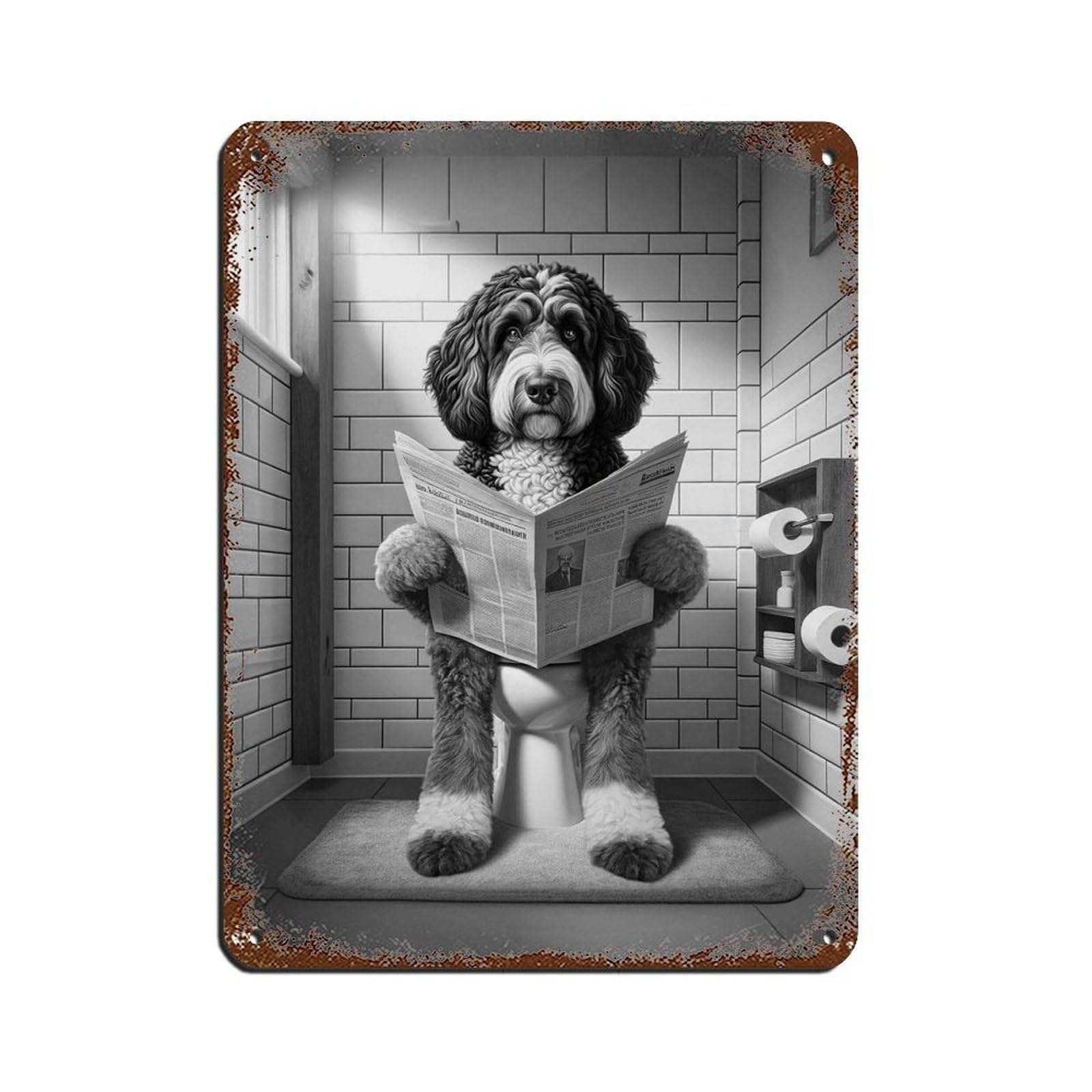 Lxwnze 30L X 40W Cm Bernedoodle, Funny Bathroom Decorations Tin Sign Vintage Metal Pub Club Cafe Bar Home Wall Art Decoration Poster Retro 12X16inch(30X40cm)