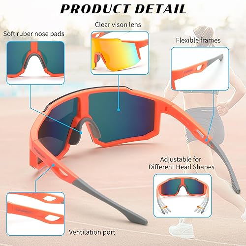 Miniatura 4 de FEISEDY Gafas de sol deportivas para hombres, mujeres y adolescentes - Béisbol, ciclismo, ciclismo UV400 protección B2388