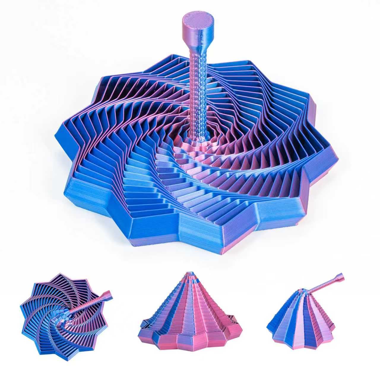 3D Printed Expanded Sensory Fidget Star,Transformable Stress Relief Finger Toy with Detachable Handle,for Office desks as a Stress-Relief Gifts,ADHD &