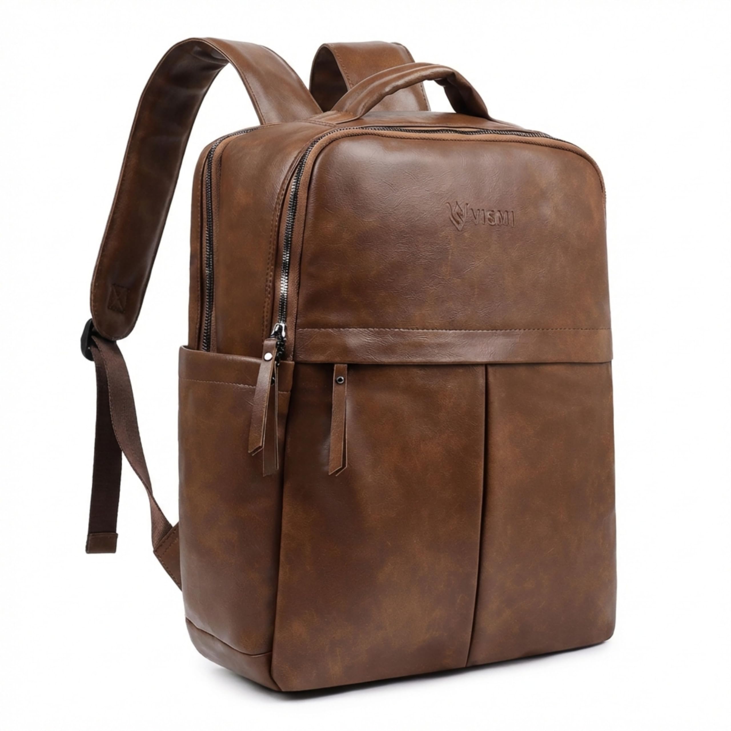 vismiintrend Leather Laptop Backpack Bag for Men & Women | Casual, Office, College, Travel, Airport, Weekender Bag | Fits upto 15.6 Inch Laptop, Macbook | Durable | Birthday, Rakhi Gifts-picture-24