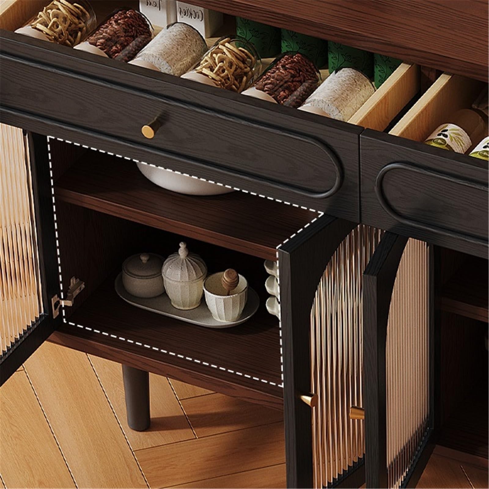 Mueble aparador Aparador pequeño Retro de Cristal for el hogar, salón, almacenaje Multifuncional, Ideal for té o como Espacio Almacenamiento en la Pared. 80 cm Mesa de Centro Consola
