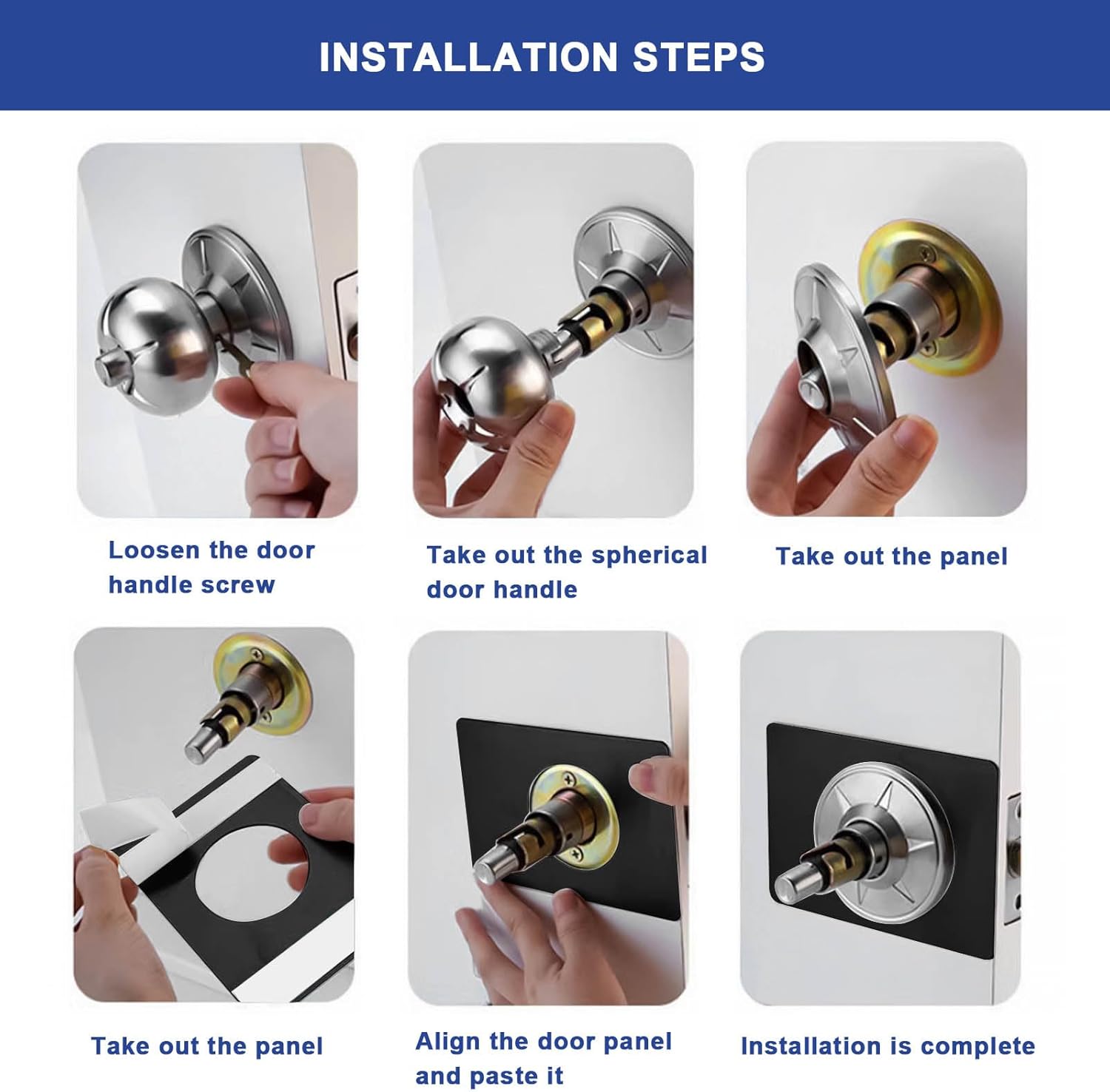 SING F LTD 8Pcs Door Lock Repair Plate 13CM X 9CM for 5.5CM Spherical Lock Reinforcement Plate Stainless Steel Door Lock Fixing Plate for Door Knob/Lever/Deadbolt Fixing Filler Cover Plate,Black