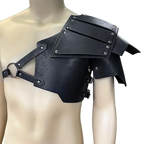 Miniatura 3 de HiiFeuer Armadura de hombro de cuero sintético vikingo, armadura de hombro de caballero medieval retro para LARPCosplay