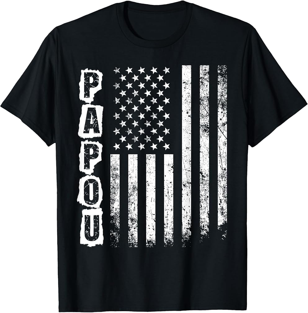 Papou Father's Day American Flag 4th of July T-Shirt