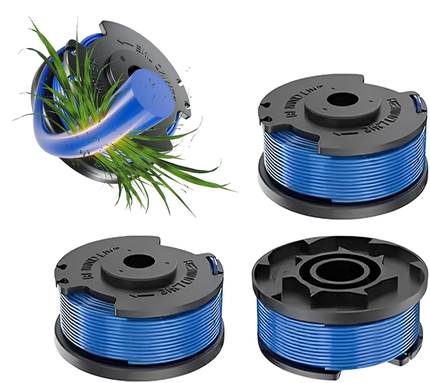 4 Pcs Strimmer Wire Replacement, Compatible with AC14RL3A, Ryobi 18V, 24V, 40V, Nylon Strimmer Spool, 11"L DIA 1.6mm Trimmer Line, Blue