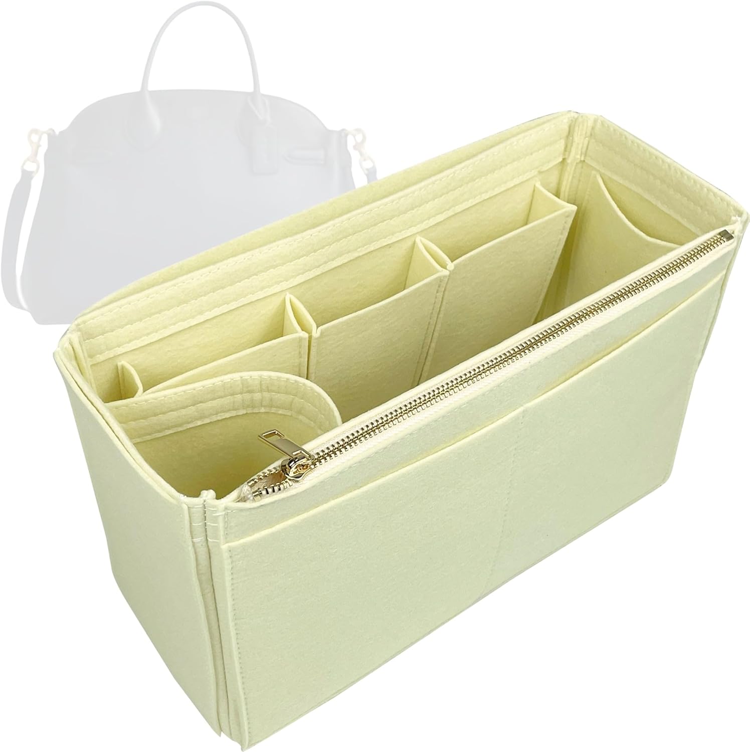 Felt Insert for Coa.h Soft Empire Carryall, Bag Purse Organizer for 28/40/48 with Wide Open Pocket (Size 40, Azure)