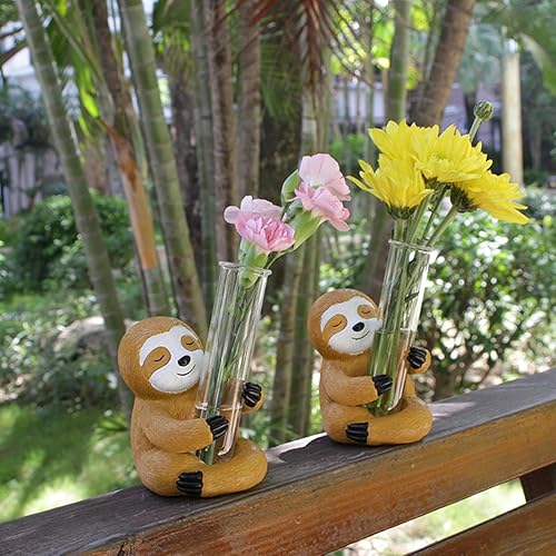 Miniatura 3 de Macetas de perezoso, bonitas macetas de estatua de perezoso, mini macetas de animales con tubo transparente, soporte creativo para plantas