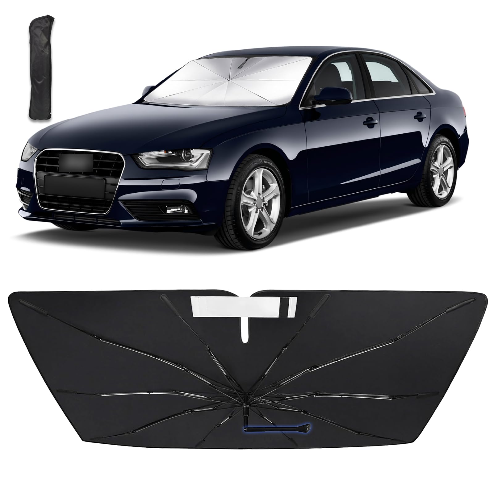 Pare-Soleil de Pare-Brise Type Parapluie – Compatible avec Au.di A4 Imported 2019-2025 Sunshade,Pare-Soleil Pliable et Protecteur – Bloque Les UV et maintient Votre Voiture au Frais