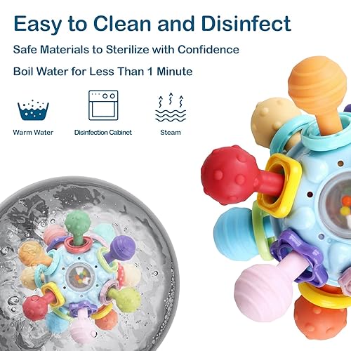 Miniatura 6 de Juguetes sensoriales para la dentición para bebés, juguetes Montessori para bebés de 0 a 6 a 12 meses, juguetes de aprendizaje para el desarrollo
